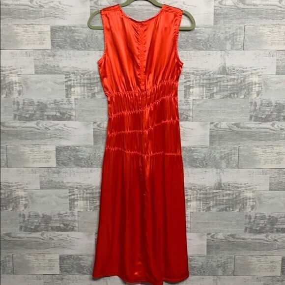 Helmut Lang Red Ruched Satin Tank Dress, NWT - Picture 8 of 11